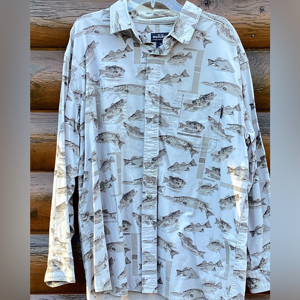 🍂 Woolrich SHIRT Fish Trout Walleye Pike Men’s XL EUC LONG SLEEVE